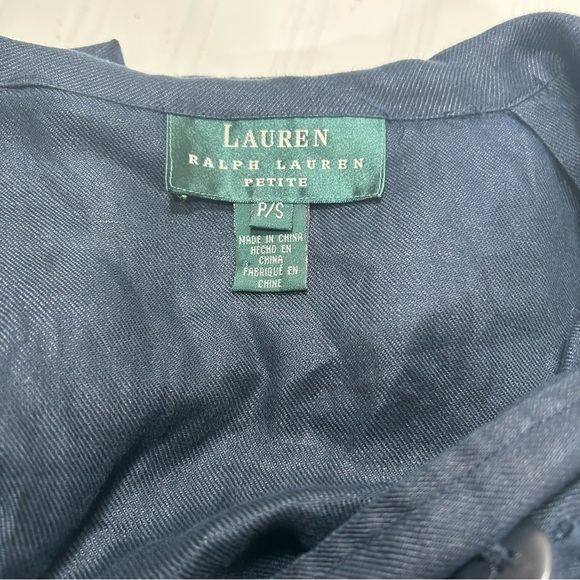 Lauren Ralph Lauren Dark Navy Blue 100% Linen Hooded Jacket Size Petite Small - Picture 7 of 11
